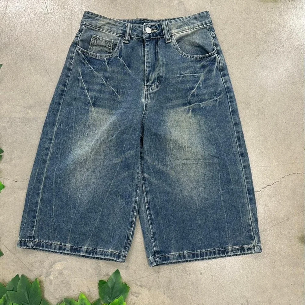 Y2K Denim Shorts Blue Wash Relaxed Fit Skater